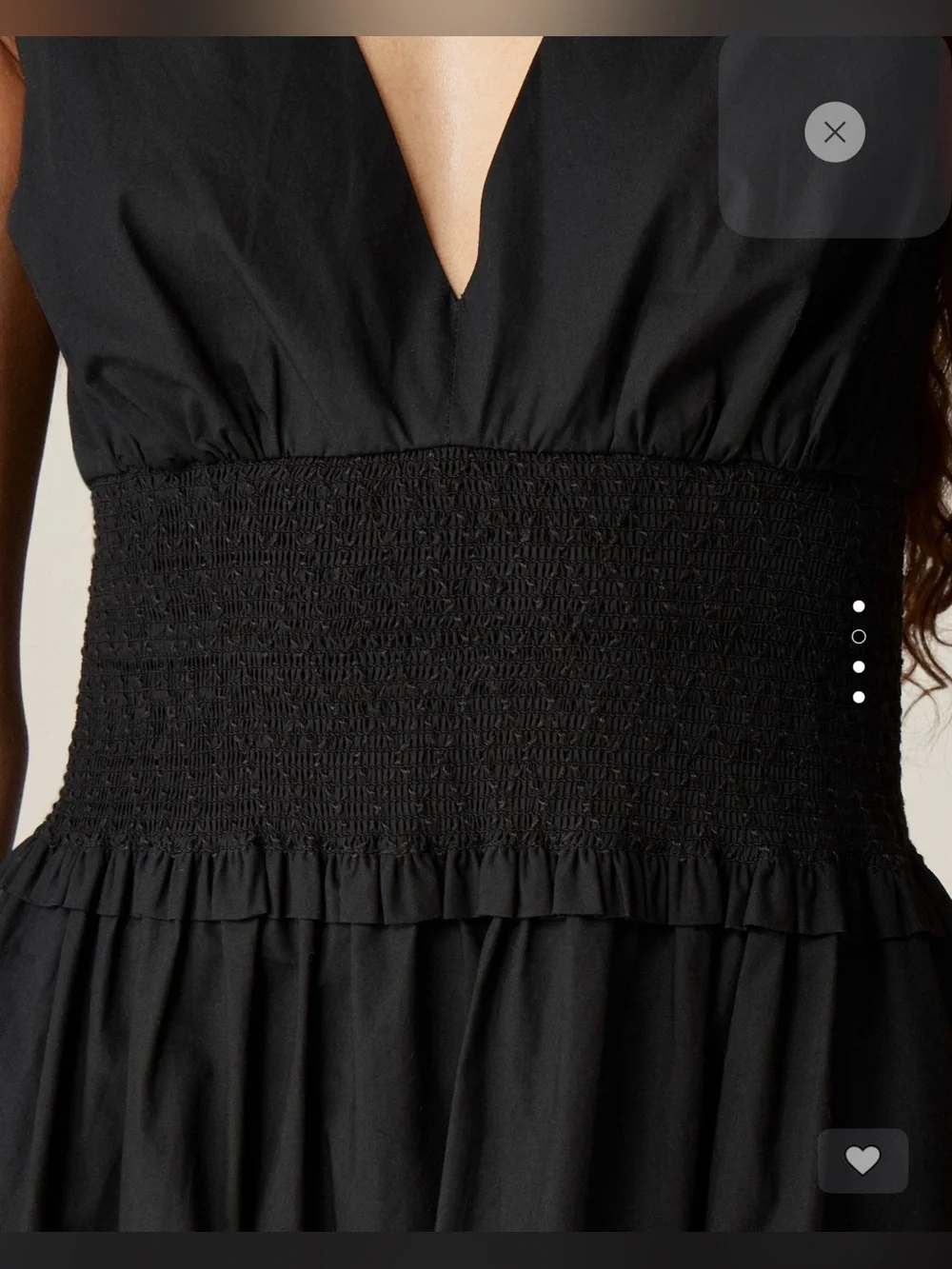 J.Crew Plunge smocked-waist dress in cotton poplin ~ BLACK ~ Sz XXS